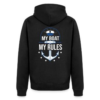 My Boat My Rules Gift Boat Owners - Unisex Premium Organic Zip Hoodie - black - Back - Nico (187cm)