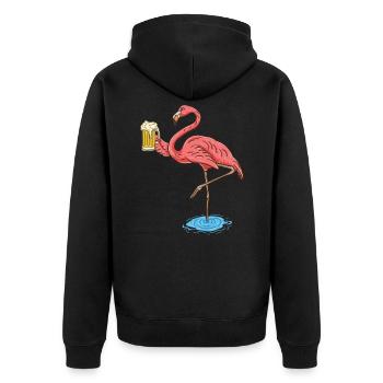 Flamingo boit un cadeau de bière pour les amateurs de bière - Veste à capuche bio Premium Unisexe - noir - Dos - Nico (187cm)