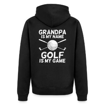 Golfer Opa Golfen Golfspieler Großvater Geschenk - Unisex Premium Bio Zip Hoodie - Schwarz - Hinten - Nico (187cm)
