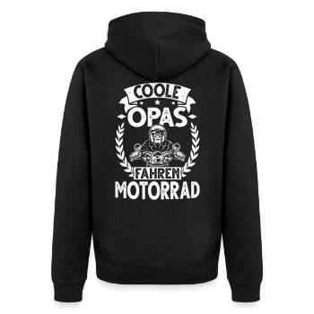 Cool Grandpas Ride Motorcycle - Grandpa Motorcyclist - Unisex Premium Organic Zip Hoodie - black - Back - Nico (187cm)