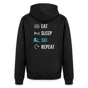 Skiing Eat Sleep Ski Repeat - Unisex Premium Organic Zip Hoodie - black - Back - Nico (187cm)