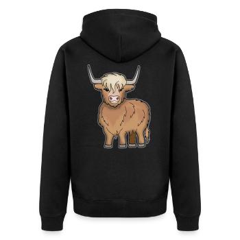 Vache de bovins Highland Highland écossais - Veste à capuche bio Premium Unisexe - noir - Dos - Nico (187cm)