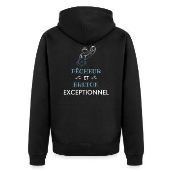 Pêcheur et breton exceptionnel ! cadeau pêcheur - Veste à capuche bio Premium Unisexe - noir - Dos - Nico (187cm)