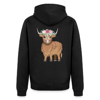 Vache de bovins Highland Highland écossais - Veste à capuche bio Premium Unisexe - noir - Dos - Nico (187cm)
