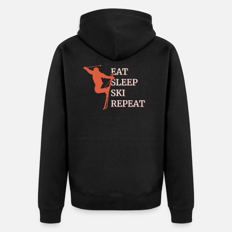 Eat Sleep Ski Repeat - Veste à capuche bio Premium Unisexe - noir