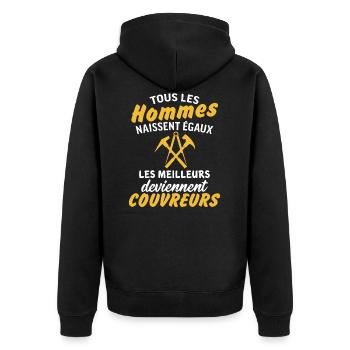 les meilleurs deviennent couvreurs cadeau couvreur - Veste à capuche bio Premium Unisexe - noir - Dos - Nico (187cm)