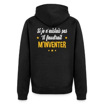 Il faudrait m'inventer. Cadeau humour anniversaire - Veste à capuche bio Premium Unisexe - noir - Dos - Nico (187cm)