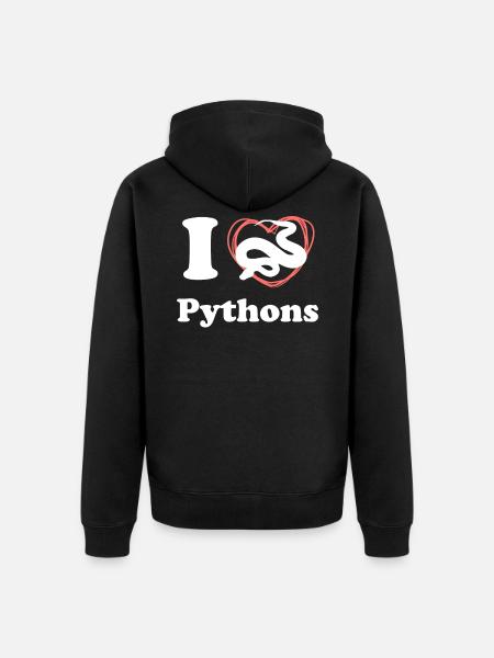 I love pythons - Unisex Premium Organic Zip Hoodie - black