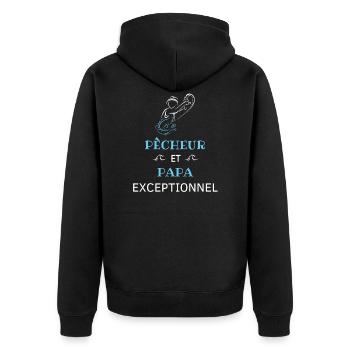 Pêcheur et papa exceptionnel ! cadeau pêcheur - Veste à capuche bio Premium Unisexe - noir - Dos - Nico (187cm)