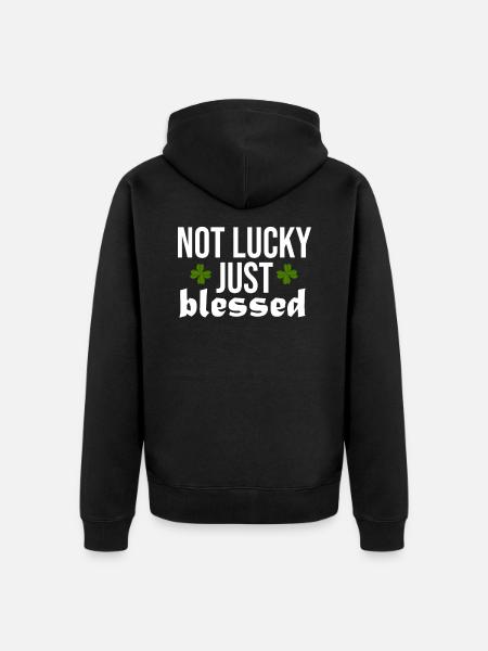 Lucky Luck Blessing Blessed Divine - Unisex Premium Organic Zip Hoodie - black