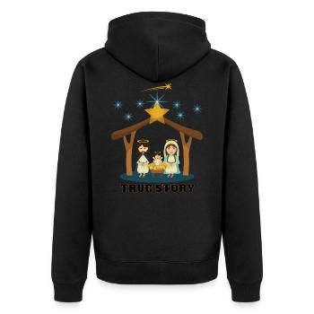 Histoire vraie Joseph Maria Jesus Christmas Night - Veste à capuche bio Premium Unisexe - noir - Dos - Nico (187cm)