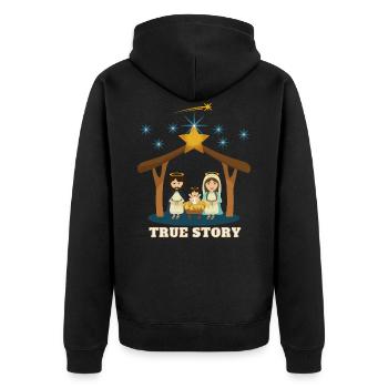 Histoire vraie Joseph Maria Jesus Christmas Night - Veste à capuche bio Premium Unisexe - noir - Dos - Nico (187cm)