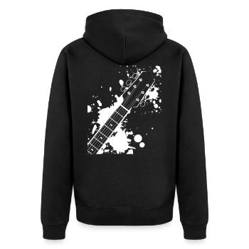 Splash Gitarre - Unisex Premium Bio Zip Hoodie - Schwarz - Hinten - Nico (187cm)