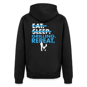 Unique Eat Sleep Grilling Repeat T Shirt - Unisex Premium Organic Zip Hoodie - black - Back - Nico (187cm)