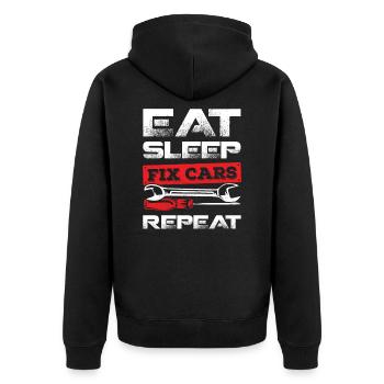 Race car auto mechanic auto mechanic gift - Unisex Premium Organic Zip Hoodie - black - Back - Nico (187cm)