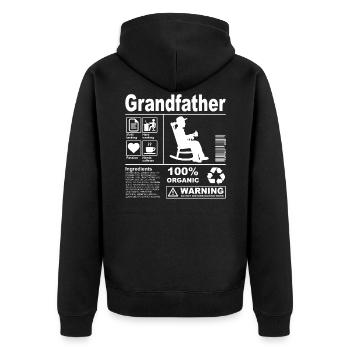 Grandfather Product Description - Unisex Premium Organic Zip Hoodie - black - Back - Nico (187cm)