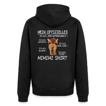 Schlaf Shirt Nachthemd Pyjama - Unisex Premium Bio Zip Hoodie - Schwarz - Hinten - Nico (187cm)