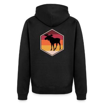 Awesome Moose Present Idea For Boys - Unisex Premium Bio Zip Hoodie - Schwarz - Hinten - Nico (187cm)