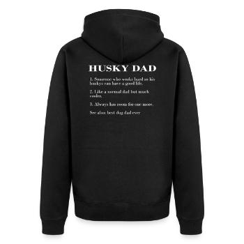 Description de Husky Dad T-SHIRT HUSKY DRÔLE - Veste à capuche bio Premium Unisexe - noir - Dos - Nico (187cm)