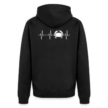Crab Heartbeat Tshirt - Unisex Premium Bio Zip Hoodie - Schwarz - Hinten - Nico (187cm)