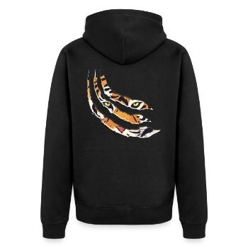 Tiger claw tiger pattern claws gift idea - Unisex Premium Organic Zip Hoodie - black - Back - Nico (187cm)
