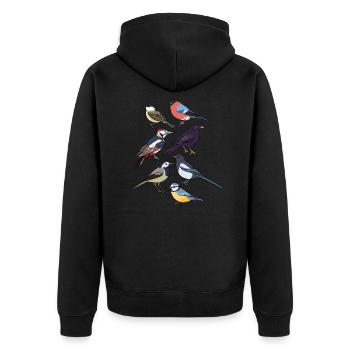 Gartenvögel Vögel - Unisex Premium Bio Zip Hoodie - Schwarz - Hinten - Nico (187cm)
