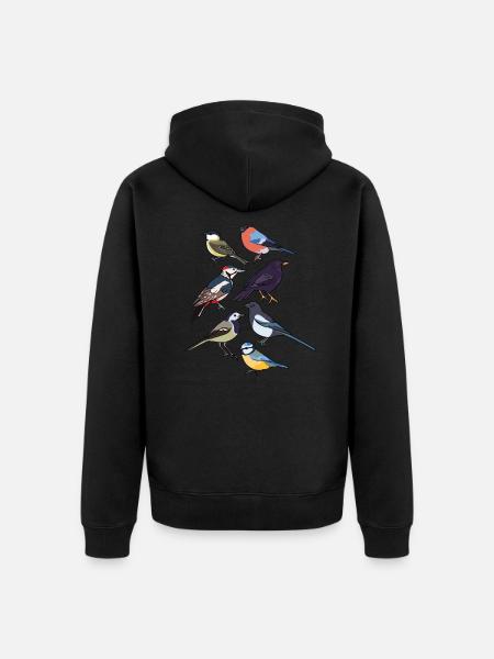 Garden birds birds - Unisex Premium Organic Zip Hoodie - black