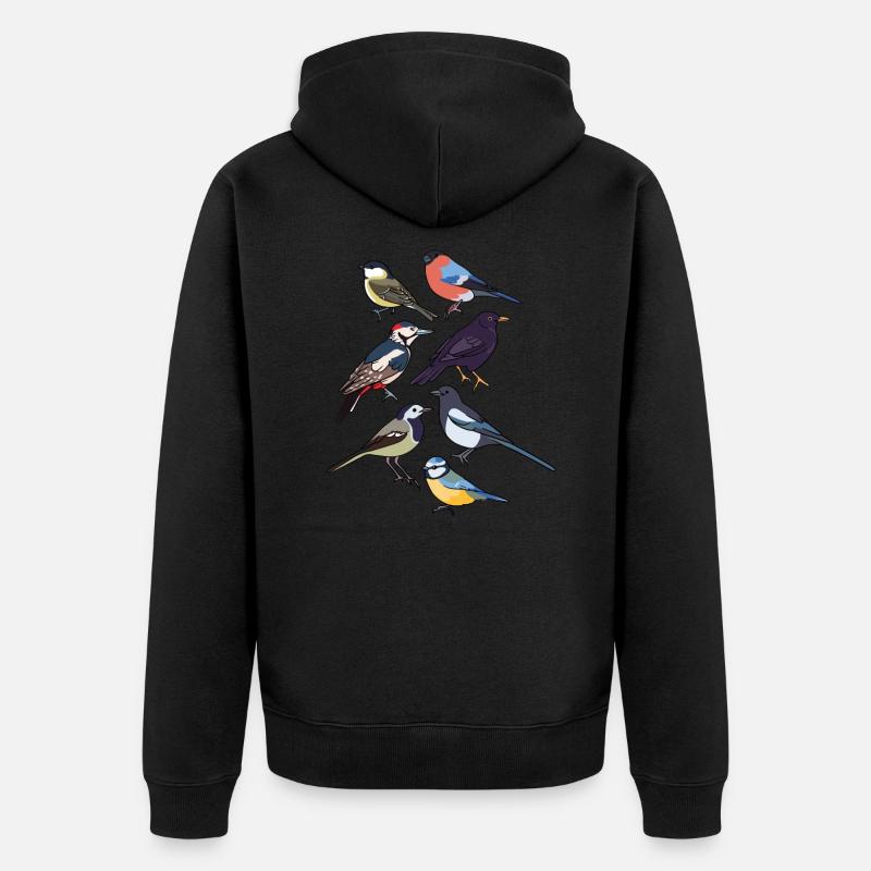Oiseaux de jardin Oiseaux - Veste à capuche bio Premium Unisexe - noir