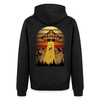 Idée cadeau Alien Abduction Fisherman pour les gens - Veste à capuche bio Premium Unisexe - noir - Dos - Nico (187cm)