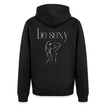 Be Sexy Naked Woman White - Unisex Premium Bio Zip Hoodie - Schwarz - Hinten - Nico (187cm)