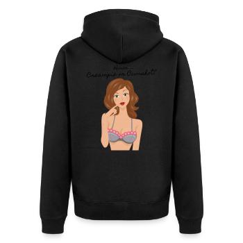 Hmm ... Creampie or Cumshot? Black - Unisex Premium Bio Zip Hoodie - Schwarz - Hinten - Nico (187cm)