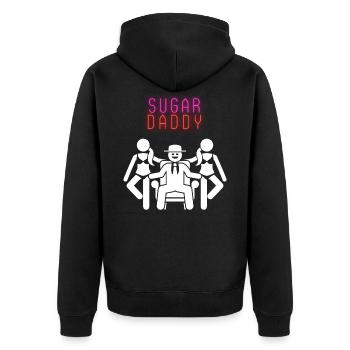 Sugar Daddy White Pink Red - Unisex Premium Bio Zip Hoodie - Schwarz - Hinten - Nico (187cm)
