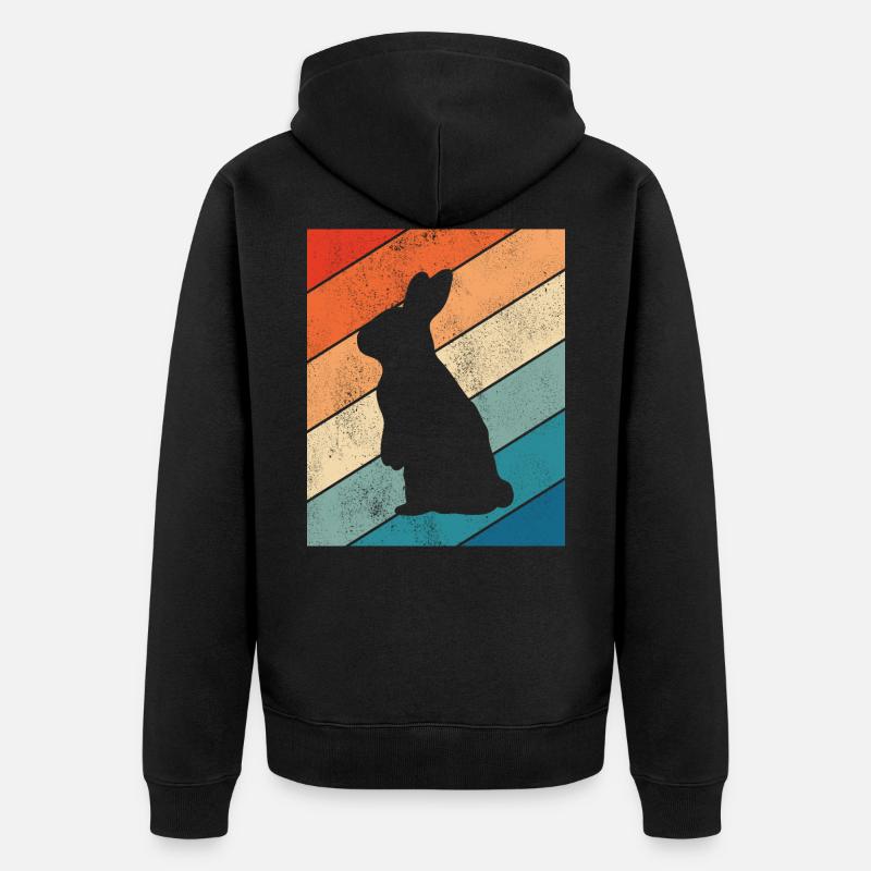 Rabbit Easter Retro Gift - Unisex Premium Organic Zip Hoodie - black