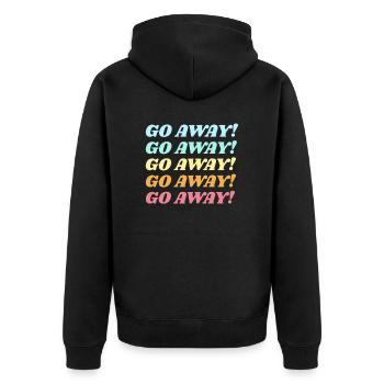 Geh weg Geh weg Geh weg Spruch - Unisex Premium Bio Zip Hoodie - Schwarz - Hinten - Nico (187cm)