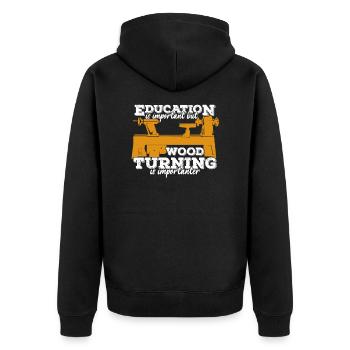 Woodturning lathe woodturner gift - Unisex Premium Organic Zip Hoodie - black - Back - Nico (187cm)