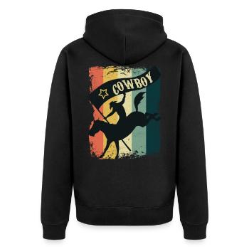 Cowboy Cowboys Rodeo Cowboys Geschenk Spaß Ideen C - Unisex Premium Bio Zip Hoodie - Schwarz - Hinten - Nico (187cm)