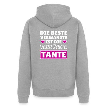 Beste Verwandte verrückte Tante Geschenk Schwester - Unisex Premium Bio Zip Hoodie - Grau meliert - Hinten - Nico (187cm)