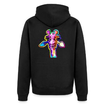 Regenbogen Giraffe Punk Giraffe Rainbow - Unisex Premium Bio Zip Hoodie - Schwarz - Hinten - Nico (187cm)