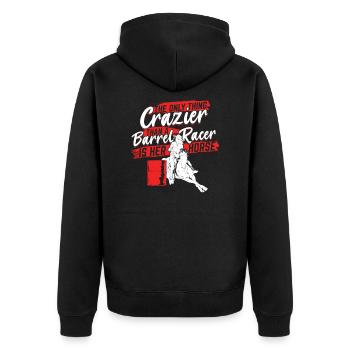 Lustiges Barrel Racing Racer Geschenk - Unisex Premium Bio Zip Hoodie - Schwarz - Hinten - Nico (187cm)