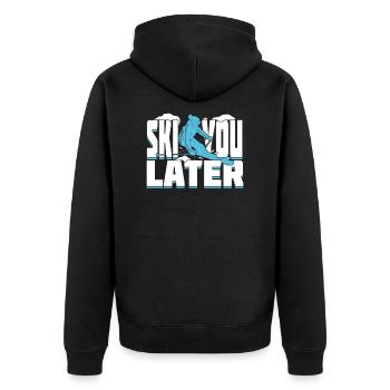 Lustiges Ski Skifahrer Skilehrer Geschenk - Unisex Premium Bio Zip Hoodie - Schwarz - Hinten - Nico (187cm)