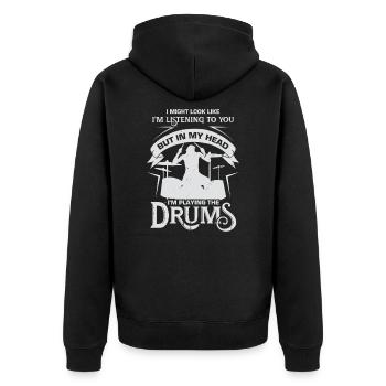 Batterie musique musiciens batteur cadeau - Veste à capuche bio Premium Unisexe - noir - Dos - Nico (187cm)