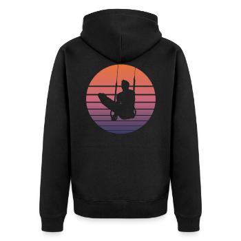 Ringeturnen Ringsport Retro Vintage Geschenk - Unisex Premium Bio Zip Hoodie - Schwarz - Hinten - Nico (187cm)