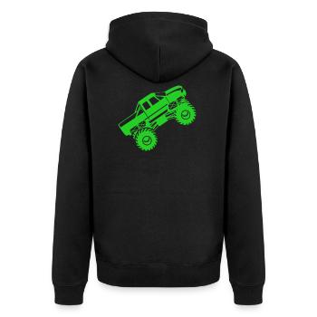 Monster Truck Monstertruck Pickup Van Geschenk - Unisex Premium Bio Zip Hoodie - Schwarz - Hinten - Nico (187cm)
