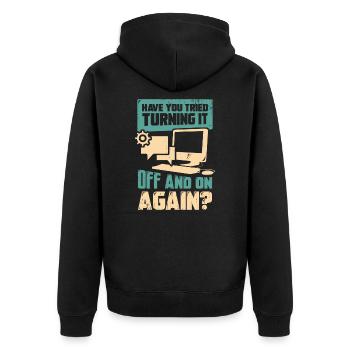 Funny Computer IT Support Staff Gift - Unisex Premium Organic Zip Hoodie - black - Back - Nico (187cm)