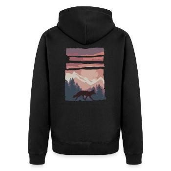 Fuchs Waldtier Geschenk - Unisex Premium Bio Zip Hoodie - Schwarz - Hinten - Nico (187cm)