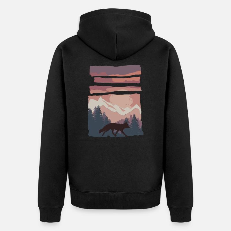 Fuchs Waldtier Geschenk - Unisex Premium Bio Zip Hoodie - Schwarz