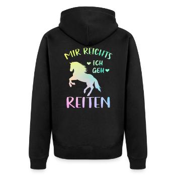 Mir Reichts Ich geh Reiten Geschenk für Pferdefan - Unisex Premium Bio Zip Hoodie - Schwarz - Hinten - Nico (187cm)