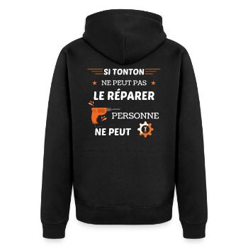 Si tonton ne peut pas le réparer personne ne peut - Veste à capuche bio Premium Unisexe - noir - Dos - Nico (187cm)