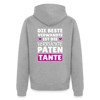 Beste Verwandte verrückte Patentante Geschenk - Unisex Premium Bio Zip Hoodie - Grau meliert - Hinten - Nico (187cm)