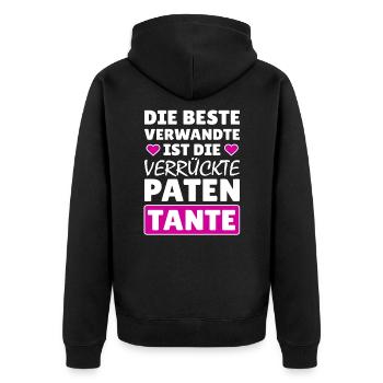Beste Verwandte verrückte Patentante Geschenk - Unisex Premium Bio Zip Hoodie - Schwarz - Hinten - Nico (187cm)